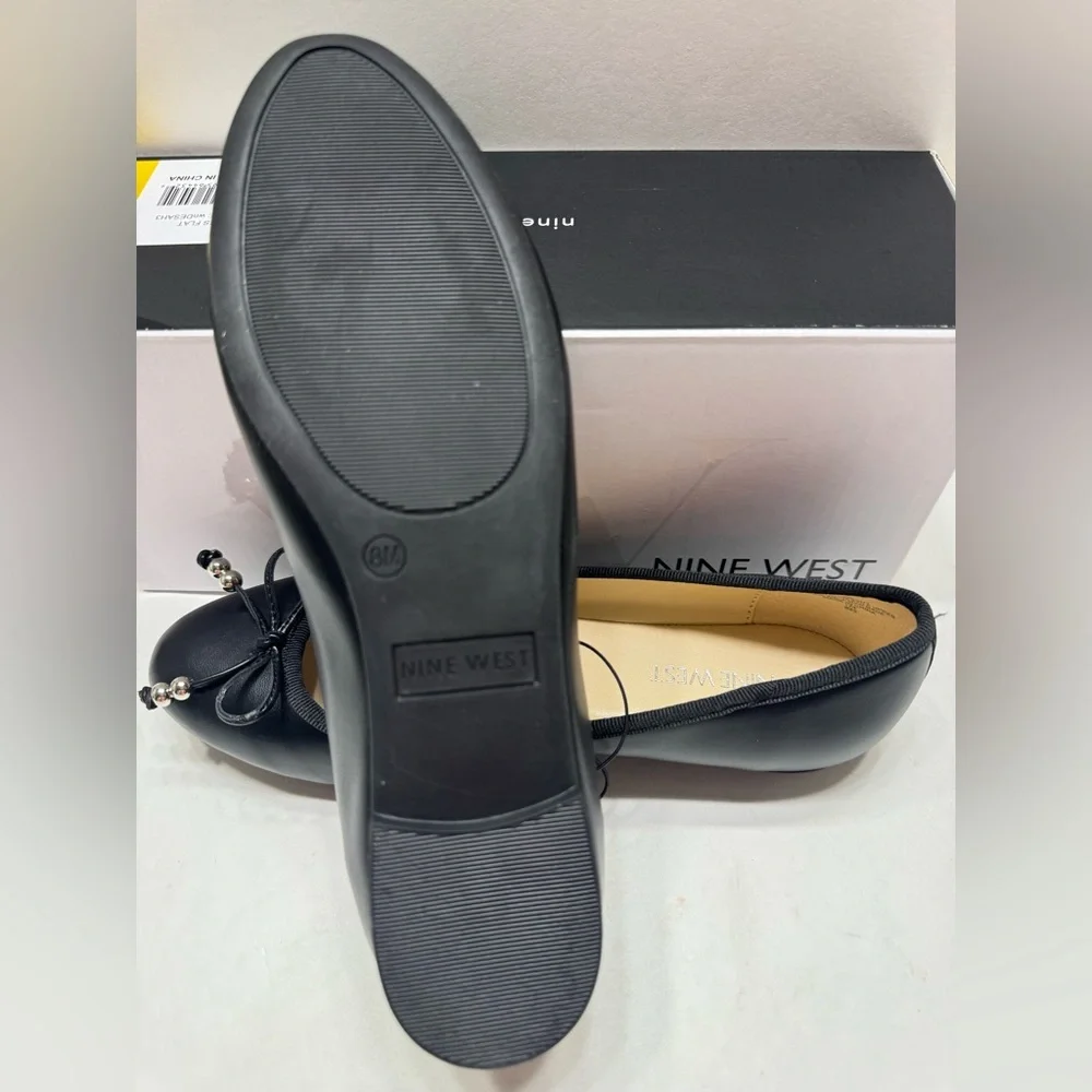 NEW Nine West Women’s Slip On Bow Toe Flat Shoes Black Size 7-10_5
